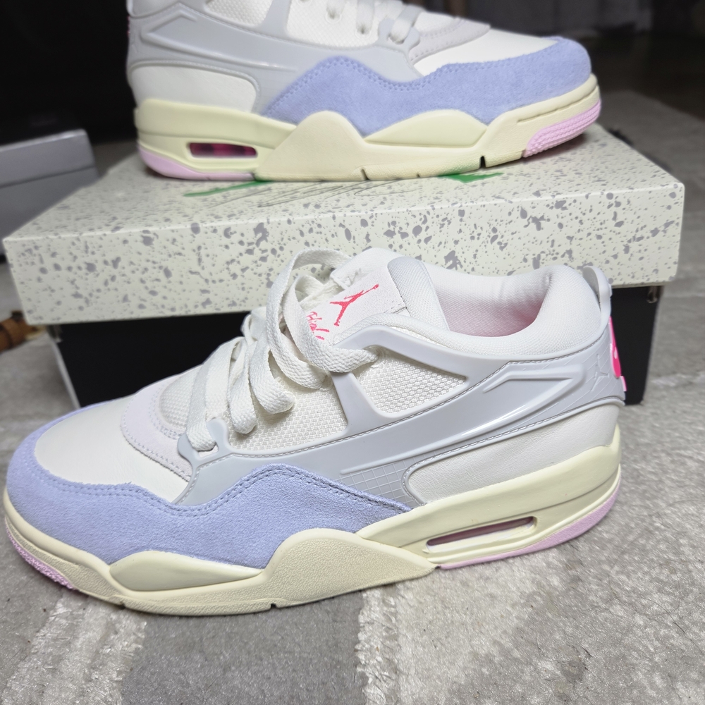Women’s White Lavender Accent Casual Sneakers - Lightweight Support
